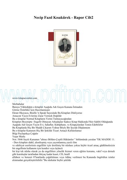 Cover of Necip Fazil Kısakürek - Rapor Cilt2.pdf