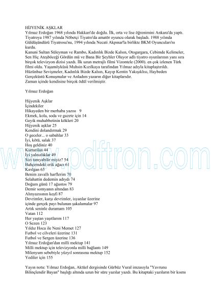 Cover of Yılmaz Erdoğan - Hijyenik Aşklar.pdf