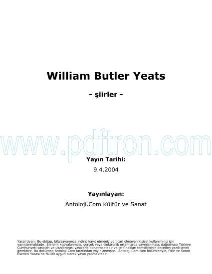 Cover of William Butler Yeats Şiirleri.pdf