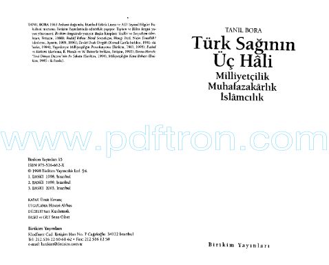 Cover of Tanil Bora - Türk Saginin Uc Hali.pdf