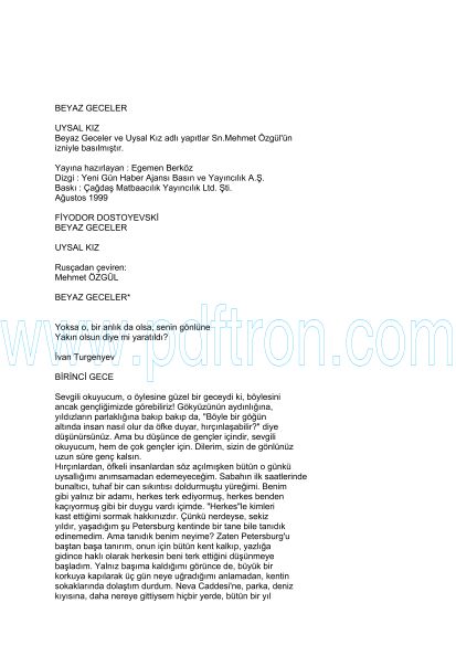 Cover of F. M. Dostoyevski - Beyaz Geceler.pdf