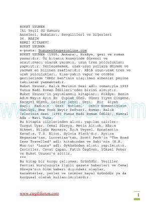 Cover of Buket Uzuner - Ikı Yesil Su Samuru.pdf