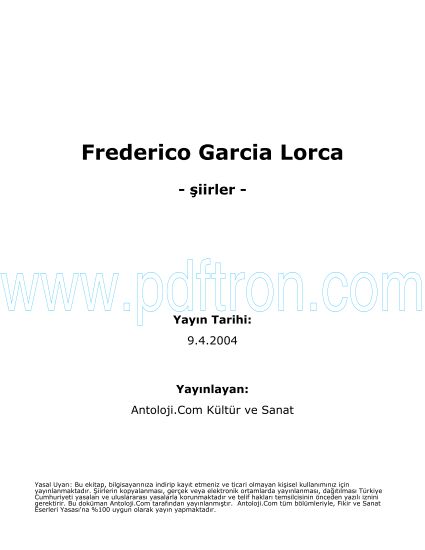 Cover of Frederico Garcia Lorca  - Şiirleri.pdf