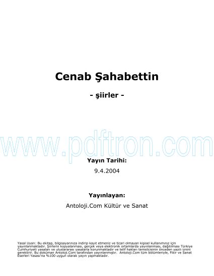 Cover of Cenap Sehabettin - Şiirleri.pdf