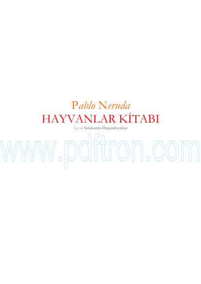 Cover of Pablo Neruda - Hayvanlar Kitabı.pdf